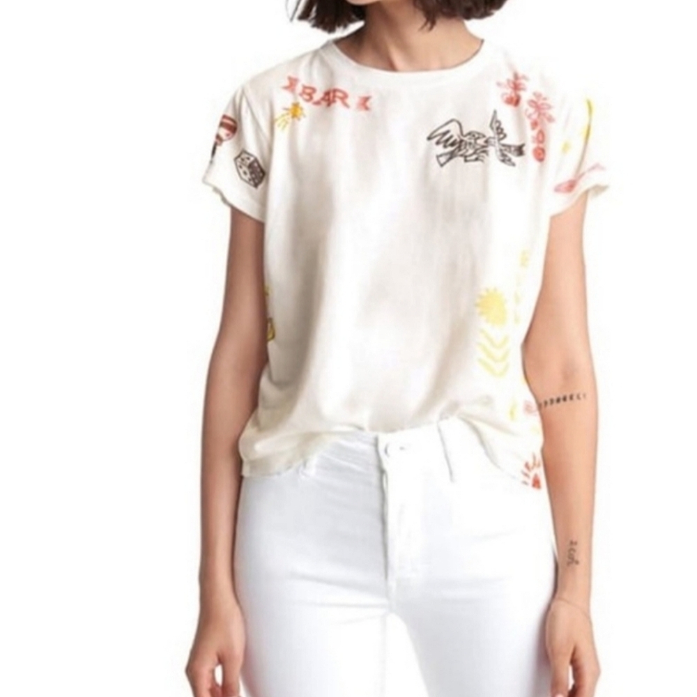 MOTHER White Graphic Short Sleeve Tee